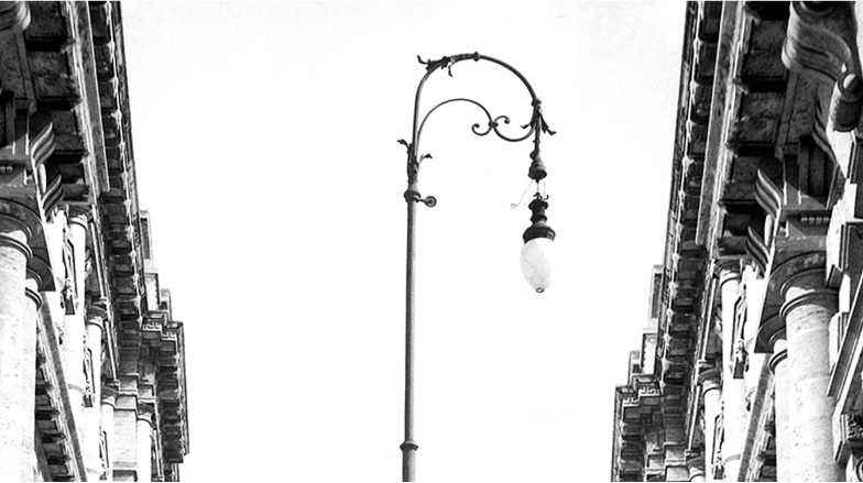 Historical black-and-white photograph of a Lamp post (1876)
