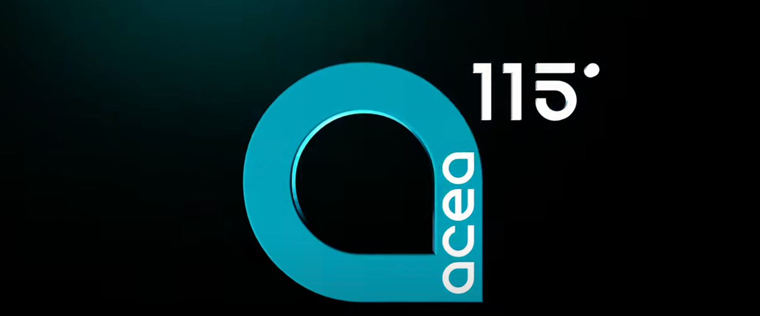 Cover of the video of the documentary on the history of the acea logo in which the last pin-shaped logo with the inscription 115 is seen